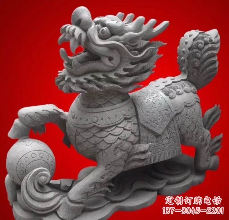 聊城大理石企业小区门口麒麟雕塑
