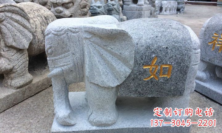 聊城精美大理石石象雕塑
