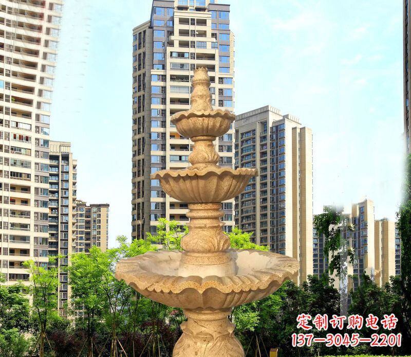 聊城大理石三层喷泉公园石雕 (2)