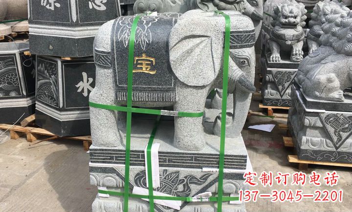 聊城大理石大象门口石雕