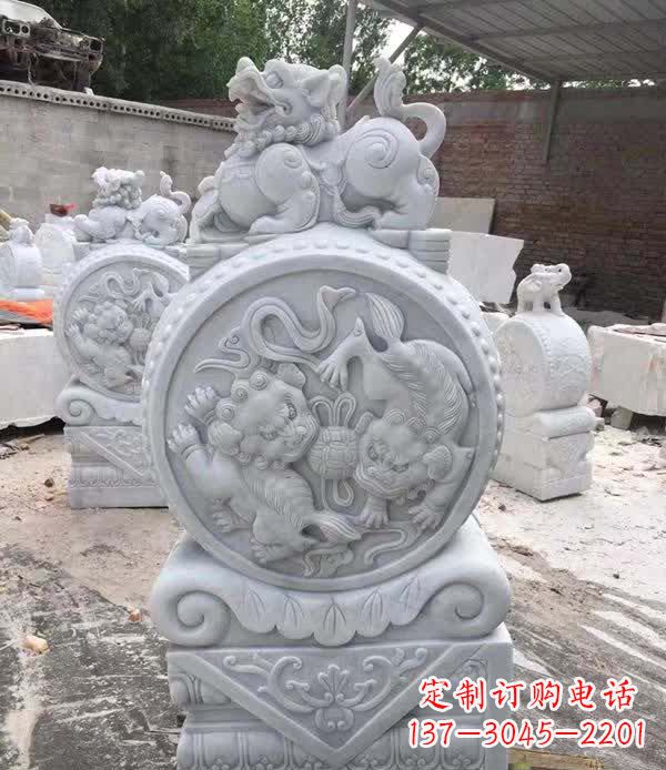 聊城大理石狮子抱鼓石雕塑
