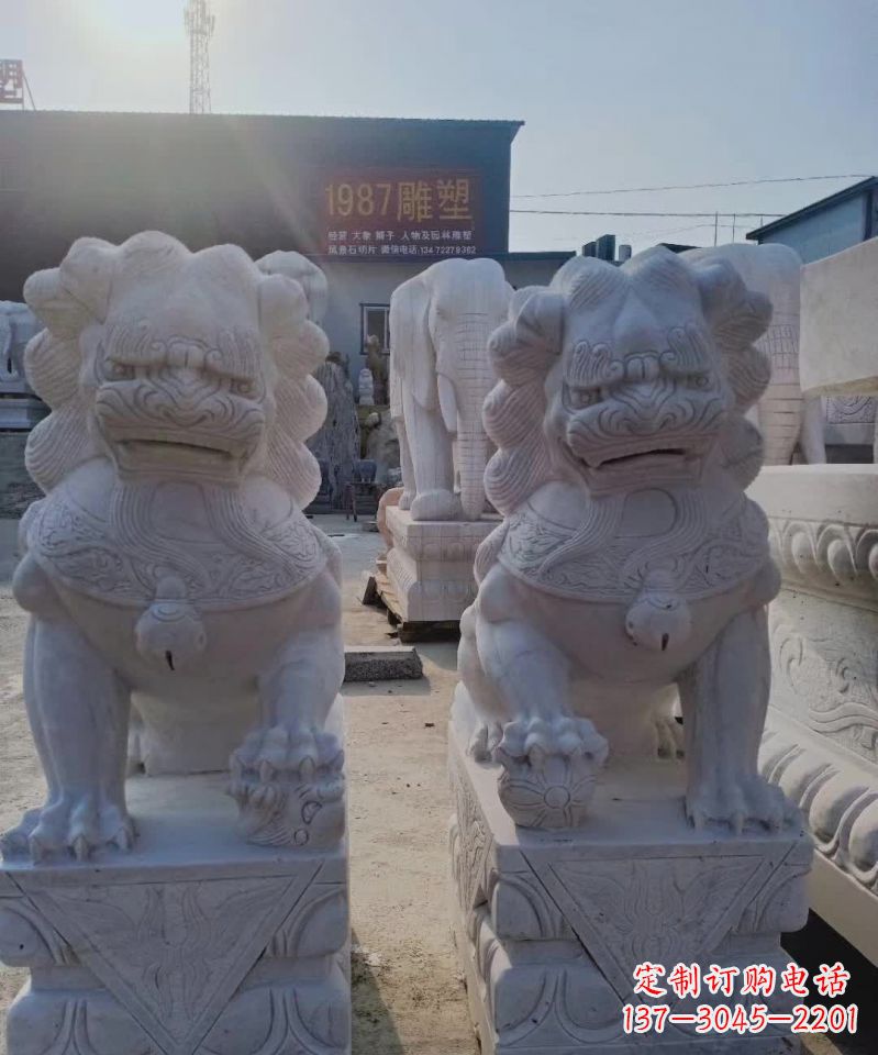 聊城大理石狮子雕塑,象征威严