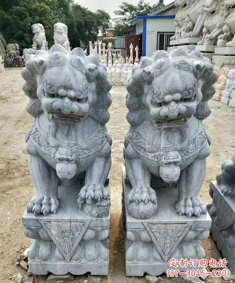 聊城传统工艺精雕大理石狮子石雕塑