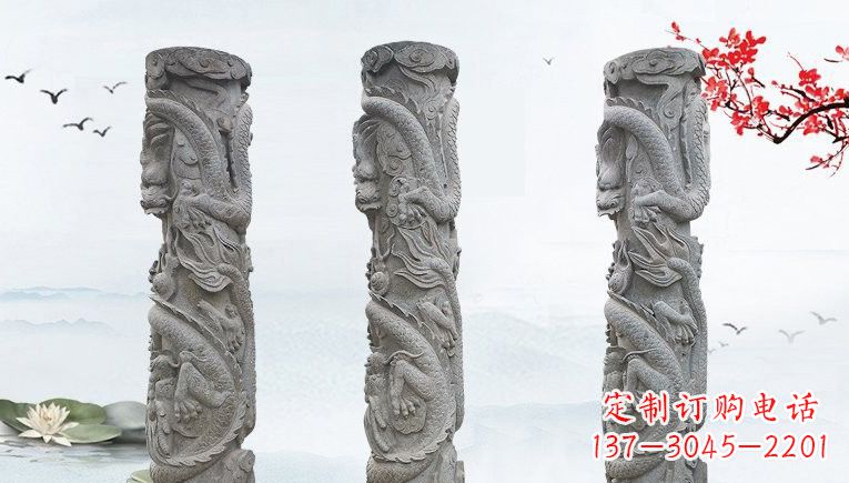 聊城精美大理石龙柱雕塑