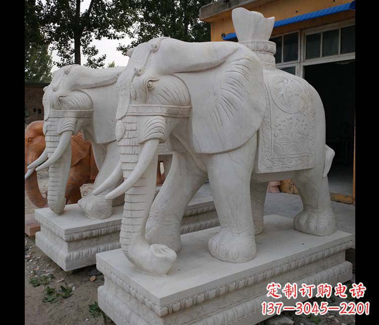 聊城大理石大象雕塑,招财进宝