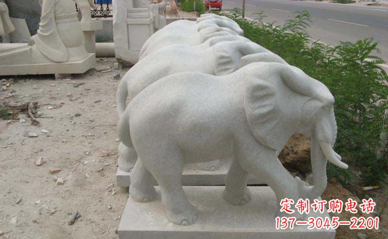 聊城大理石小象公园动物石雕