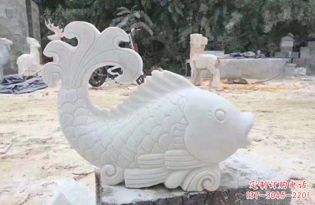 聊城大理石鱼喷泉雕塑装置