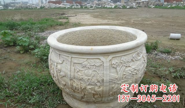 聊城大理石鸳鸯花盆雕塑