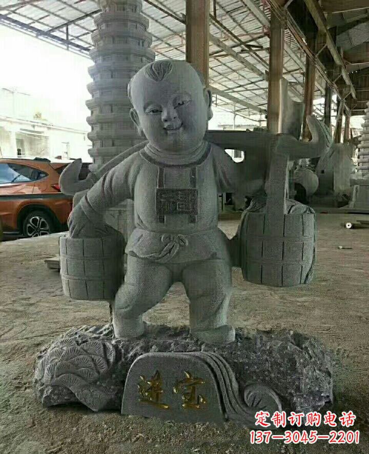 聊城装点童年的大理石招财进宝儿童雕塑