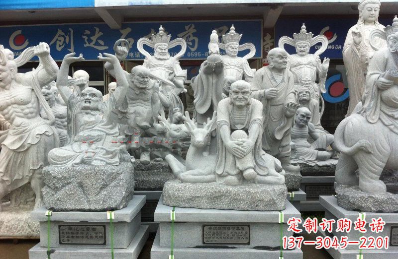 聊城大理石坐式罗汉禅修雕塑
