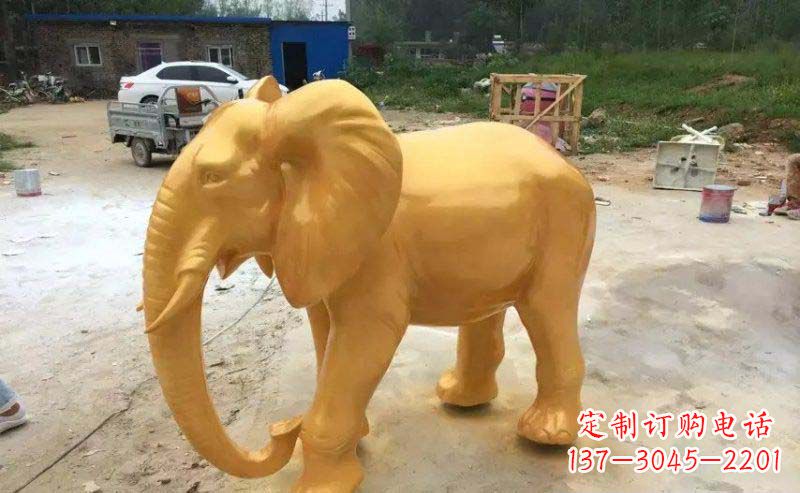 聊城大象玻璃钢仿铜动物雕塑