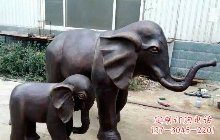 聊城大象母子铜雕塑