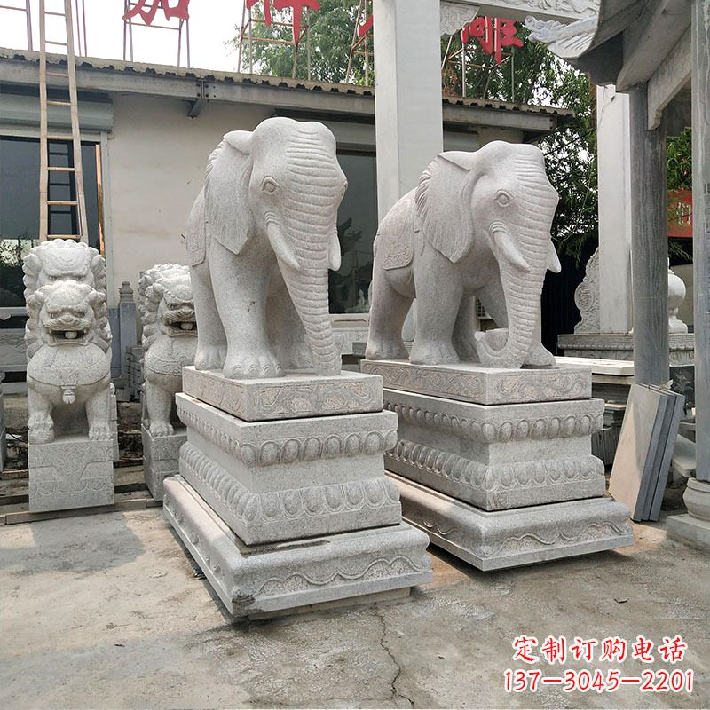 聊城石材大象喷水雕塑