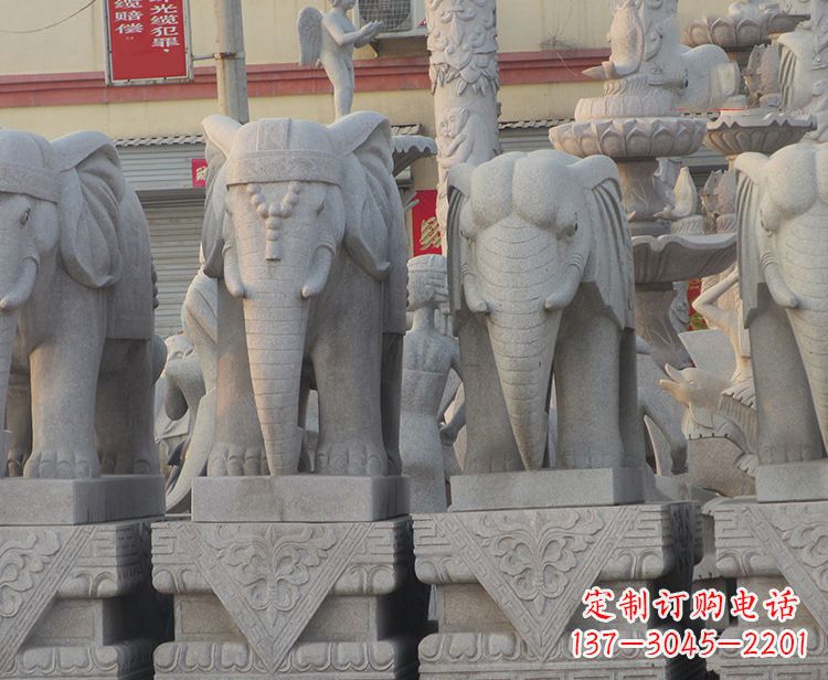 聊城大象石柱雕塑