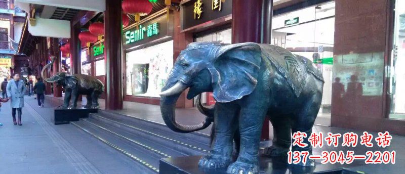聊城大象铜雕企业门口动物雕塑