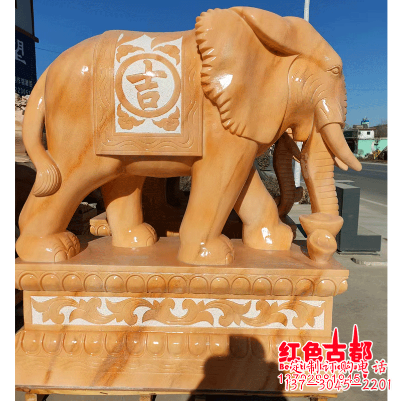 聊城大象头影背墙石雕