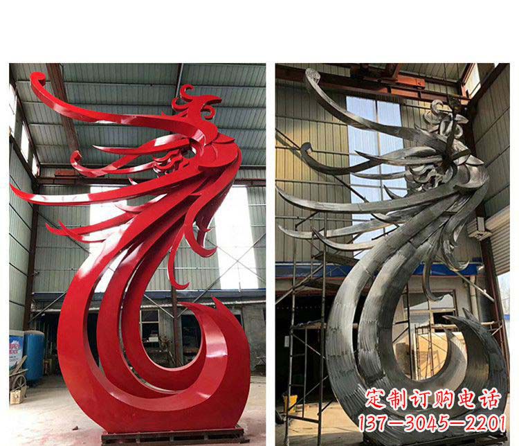 聊城优雅凤凰不锈钢摆件雕塑