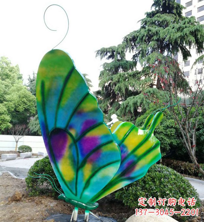 聊城大型不锈钢蝴蝶雕塑,仿真昆虫城市广场景观摆件_