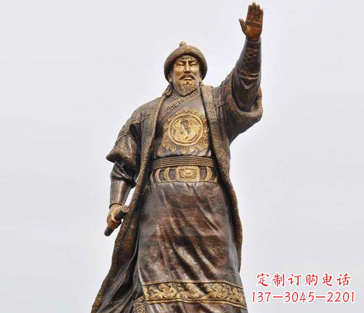 聊城传承历史的风采成吉思汗铜雕
