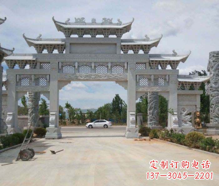 聊城精美大型村口牌坊石雕