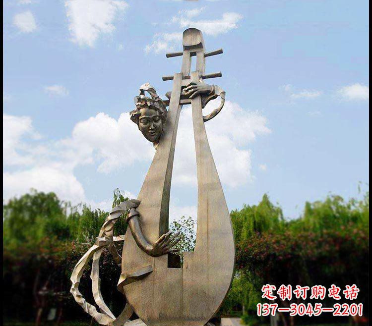 聊城精美铜雕琵琶雕塑