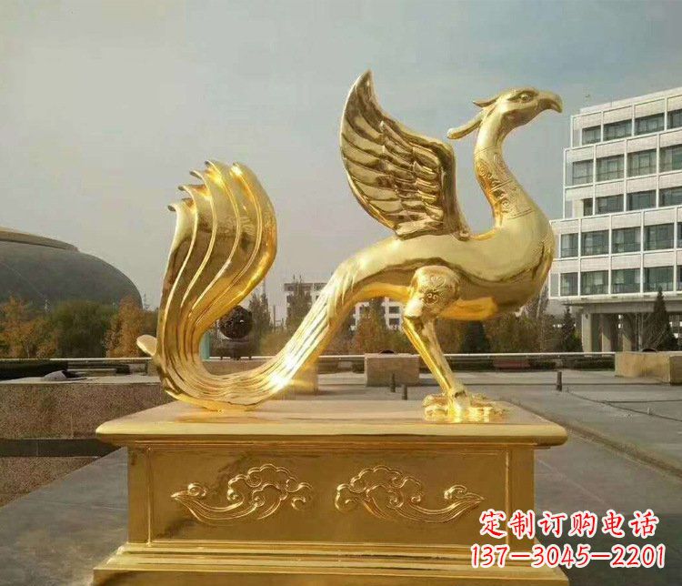 聊城大型凤凰动物铜雕塑