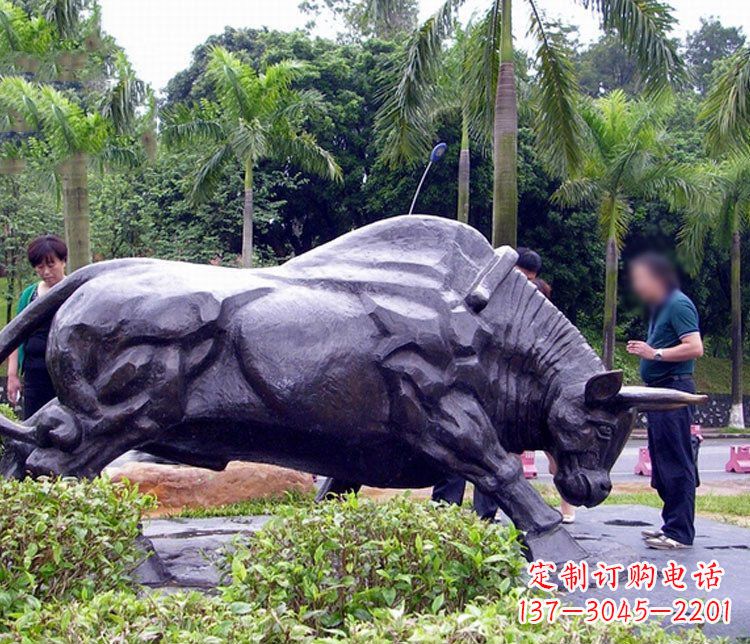 聊城大型公园动物牛铜雕塑