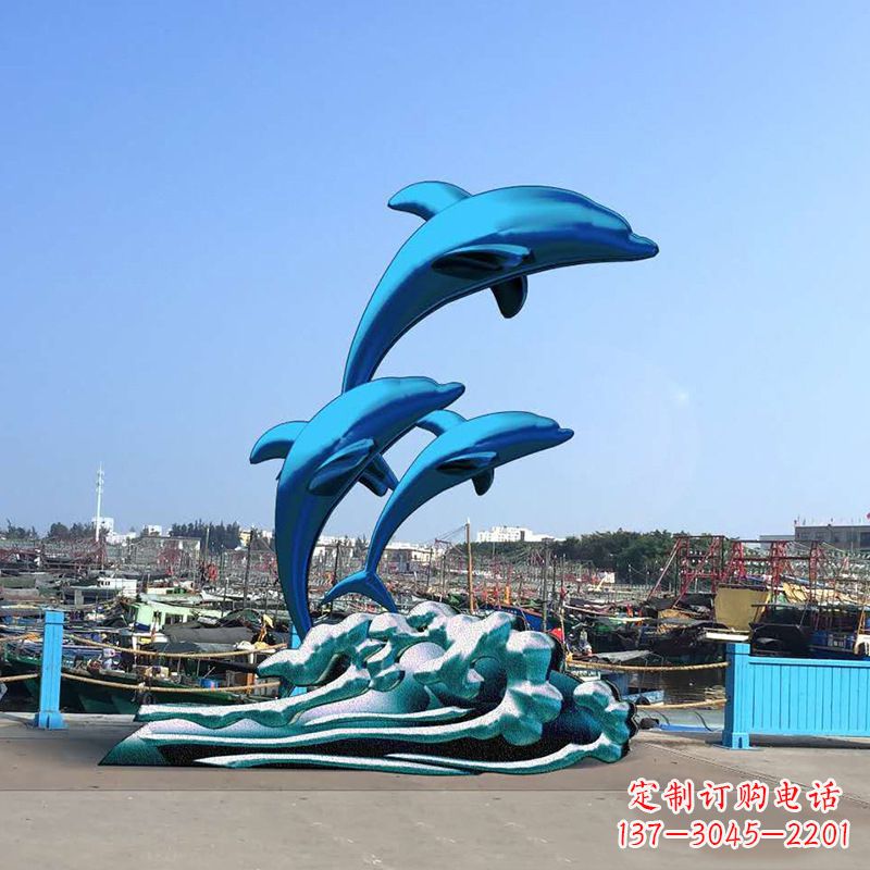 聊城精美玻璃钢海豚雕塑