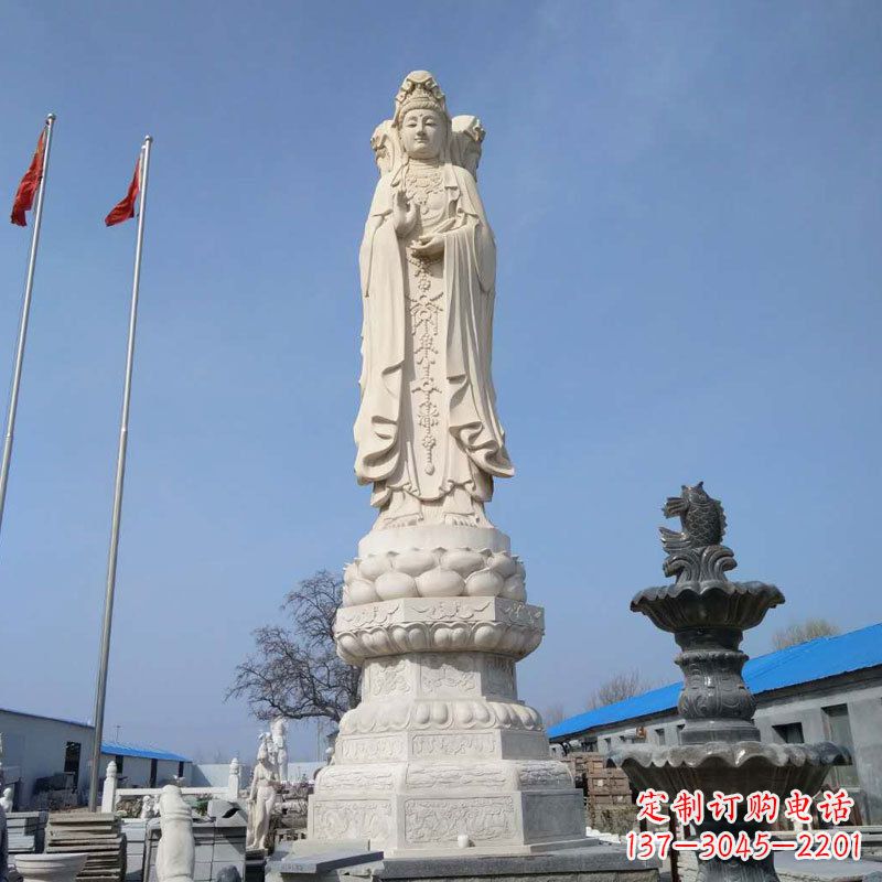 聊城大型汉白玉三面观音石雕