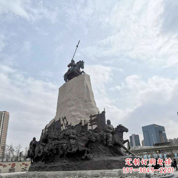聊城大型霍去病景观雕塑-中国历史名人西汉名将石雕像