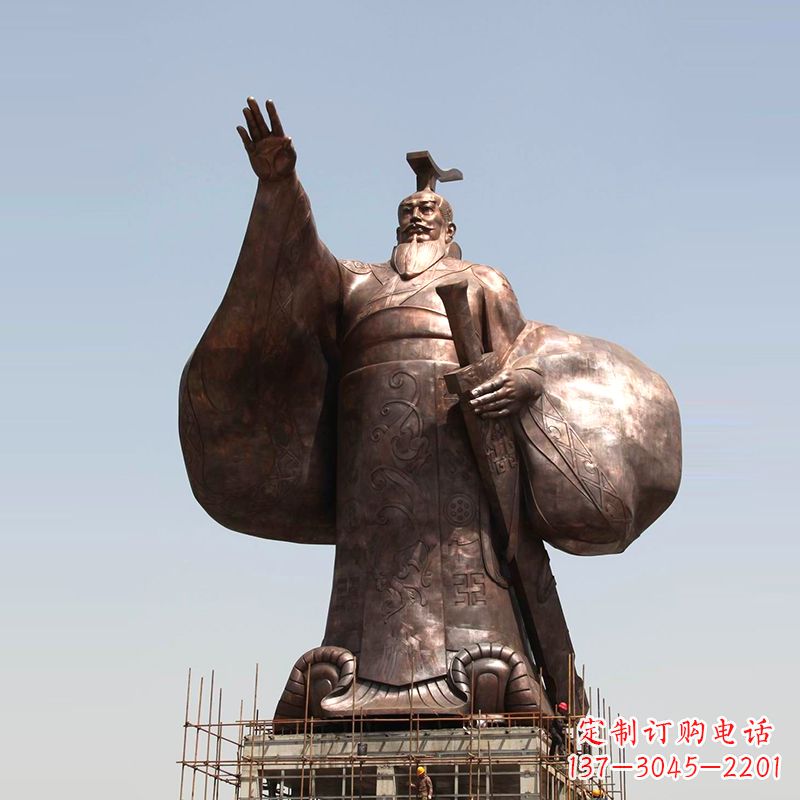 聊城传承历史风采,精美秦始皇铜雕塑