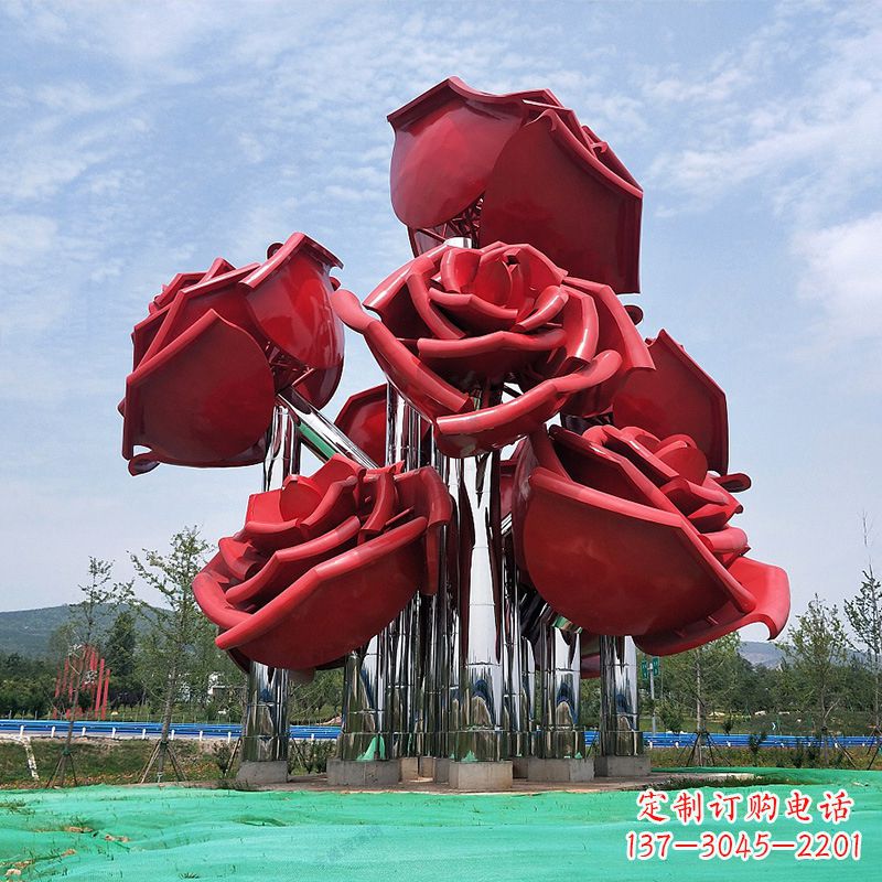 聊城精美不锈钢玫瑰花景观雕塑