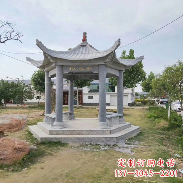 聊城中领雕塑 | 六角石凉亭公园雕塑