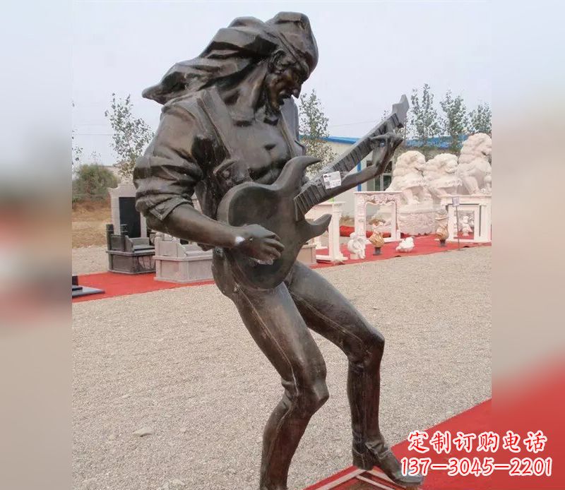 聊城弹吉他广场小品人物铜雕