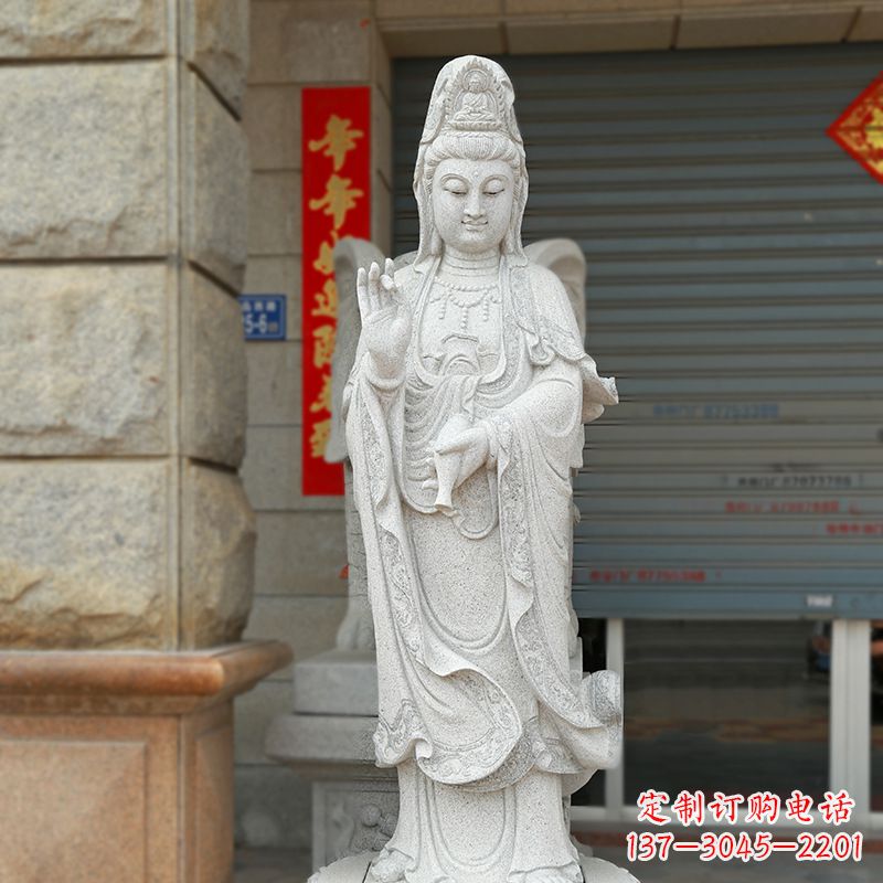 聊城经典青石观音雕塑