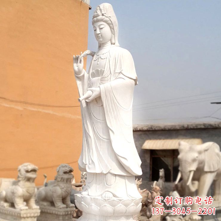 聊城滴水观音汉白玉石雕佛像