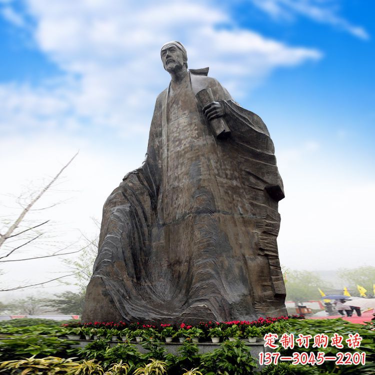 聊城中领雕塑-大型景区景点历史名人杜甫雕像