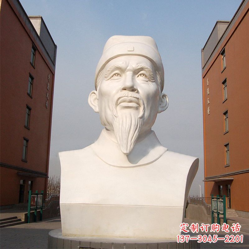 聊城杜甫石雕像-学校校园历史名人唐代著名诗人头像