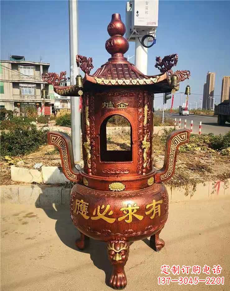 聊城杜浦精制铜香炉雕塑