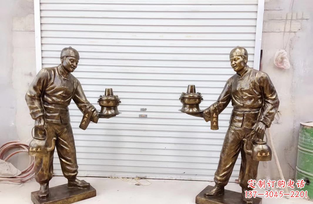 聊城店小二铜雕塑——传承传统铸造工艺