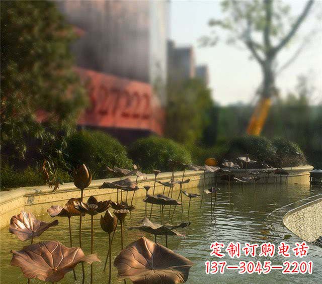 聊城荷叶风情传承——锻铜荷花荷叶小区景观雕塑