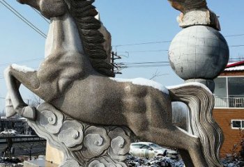聊城大理石马踏祥云雕塑