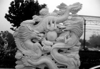 聊城精美大理石双龙雕塑