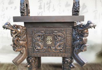 聊城典雅双龙四龙铜鼎雕塑
