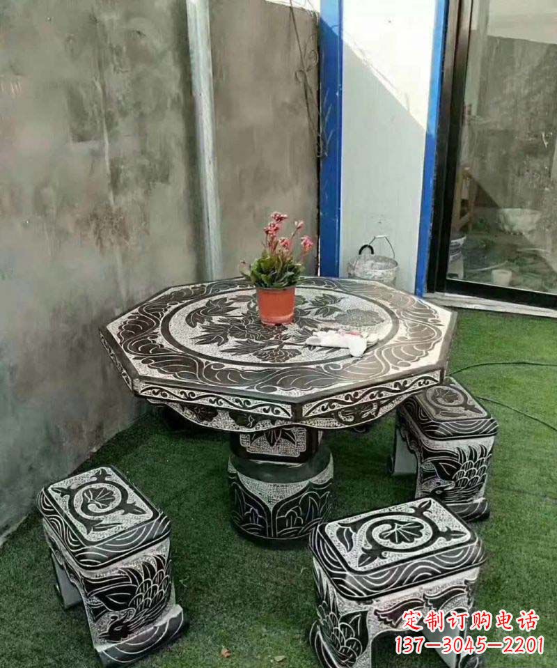 聊城多边形石头桌凳雕塑