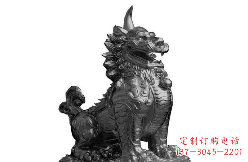 聊城独角兽铜雕塑,精美细腻传统工艺
