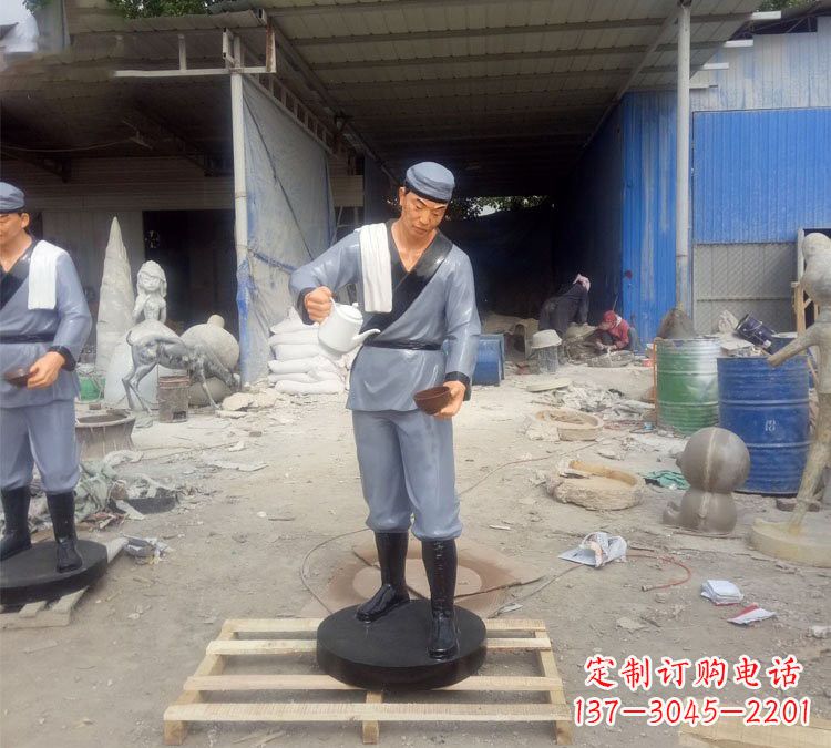 聊城铝合金仿真店小二雕塑
