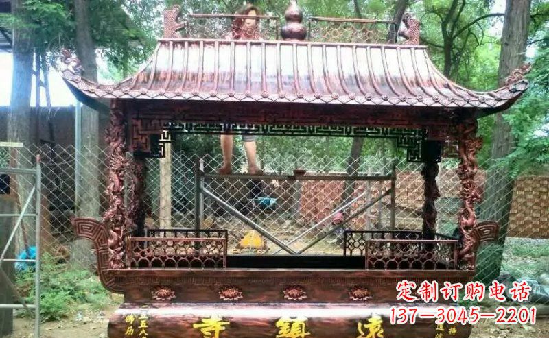 聊城方形寺庙香炉铜雕塑