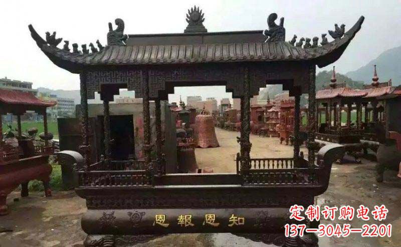 聊城精美方形寺庙铜香炉雕塑