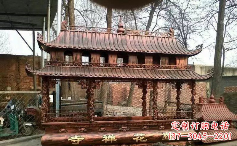 聊城方形寺庙香炉铜雕 (5)